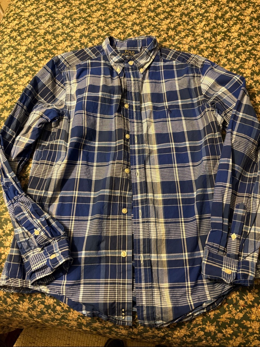Polo by Ralph Lauren Navy and White Plaid Button-Down Shirt